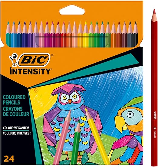 BIC Intensity Coloured Pencils, Vibrant Colouring Pencils, School Supplies for Kids or Adults, 24 Pack