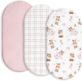 Baby Mattress Cover, Fitted Sheet, Pack of 3, 100% Muslin Cotton,Oeko-Tex 100,Muslin Bassinet Sheets,Bassinet Cover,Pram Mattress Cover,83 x 43 x 12 cm,Fitted Sheet for Prams(Bear's Dreamland)