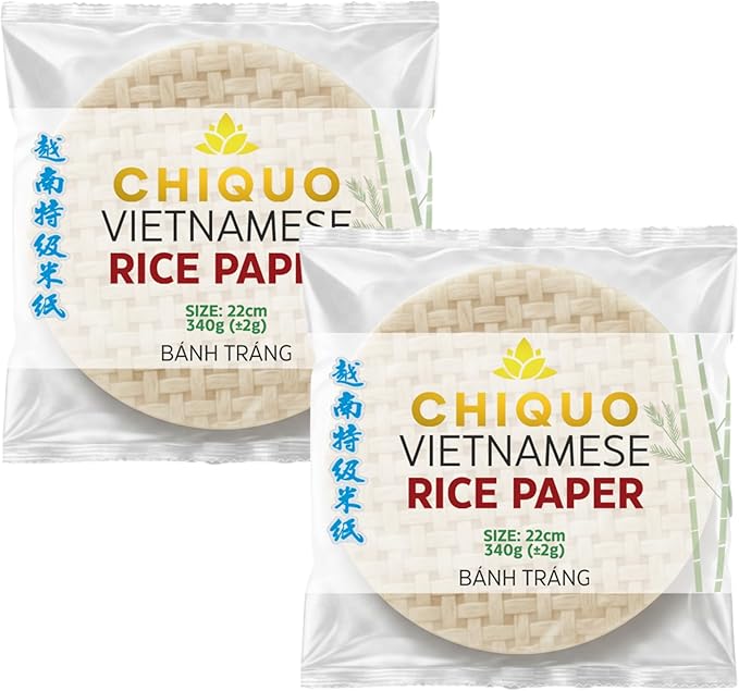 Chiquo Vietnamese Rice Paper 22cm 340g - Pack of 2 | Authentic Vietnamese Wrappers | Ideal for Spring Rolls, Summer Rolls, Asian Dishes | Easy to Use
