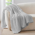 BEDELITE Fluffy Fleece Throw Blanket - Light Grey Sofa Throw Soft Cosy Warm Small Blankets for Single Bed, Gifts for Women