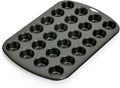 Teflon Non-Stick Premium Coated 24 Mini Cup Muffin Tray, Length 38cm x Width 26cm, Black