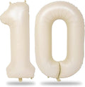 Cream Number 10 Balloons for 10th Birthday Decorations, 40 Inch Beige Helium Foil Number 1 & 0 Balloons for Girls Boys, White Sand 10th Birthday Balloons for Women Men Anniversary Party Supplies