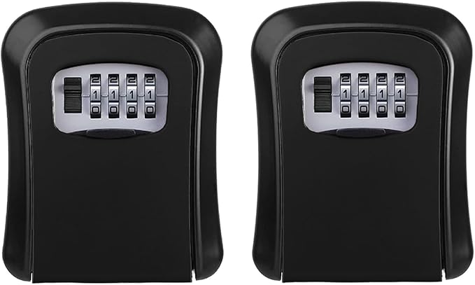 2PC Wall Mounted Key Safe, Outdoor Combination Lock Box, Waterproof Security Lockbox for Garage, School, Elderly Parents Spare Key Storage