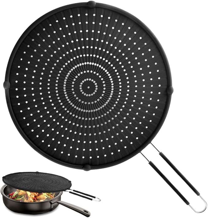 Splatter Screen for Frying Pan, Grease Splatter Guard, Heat-Resistant Splatter Guards for Frying, Silicone Splatter Screen for Everyday Cooking, Dishwasher Safe （16in×12in×0.5in）