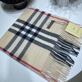 (Beige) Men Ladies Women Classic Checked Tartan Print Plain â€‹Tassel Scarf Burberry style