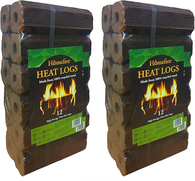 Saras Flavours of Asia Homefire Heat Logs (shimada) | A high-energy | next generation fuel | Easy to light | Pack of 2, Brown, 195 x 65 x 65mm