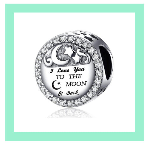 I Love You to the Moon and Back Sterling Silver Charm for Women's Bracelet â€“ Pandora Compatible, S925