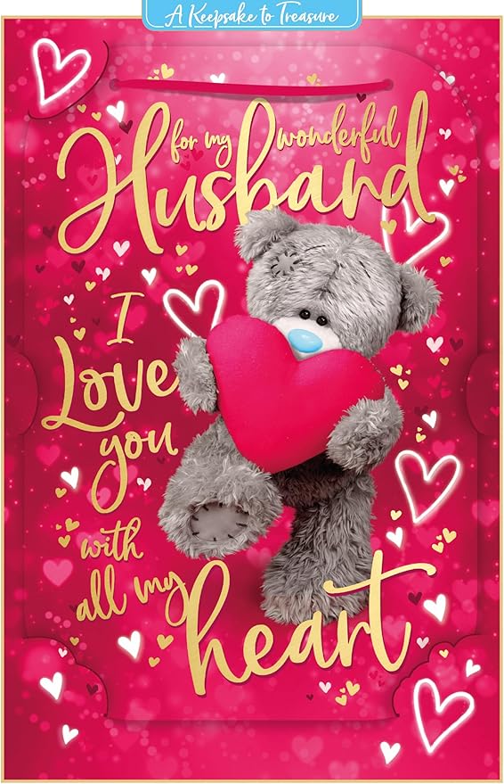 Me to You Tatty Teddy Valentine's Day Luxury 3D Keepsake Card 'For my Wonderful Husband' 6 x 9" - Official Collection