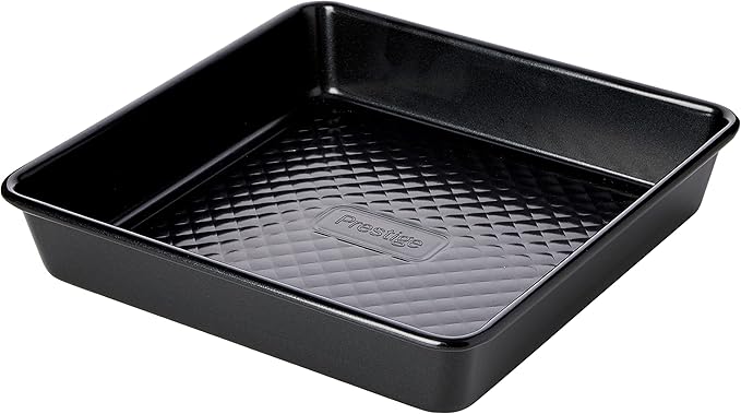 Prestige Inspire Square Cake Tins for Baking - Non Stick 9 Inch Cake Tin 23cm, Freezer & Dishwasher Safe, Heavy Gauge Carbon Steel Bakeware, Black
