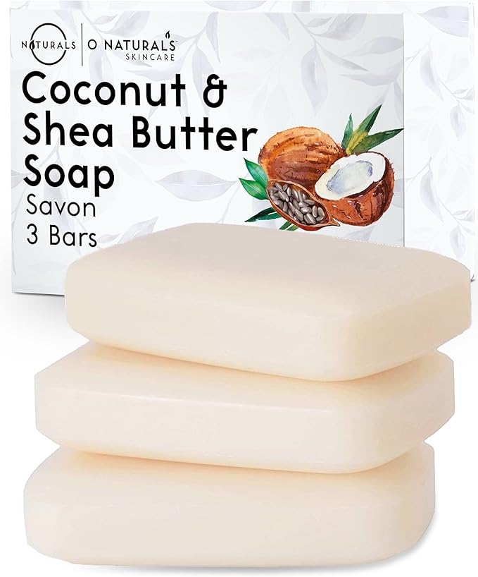 O Naturals Organic Soap Bar Set – Natural Bath & Body Soap Bars for Women & Men, Moisturizing Face and Body Bath Gift Collection, 3 Pack (Coconut and Shea Butter)