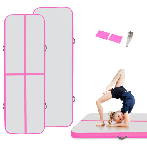 (Pink, 400 x 100 x 10cm) 3M / 4M Inflatable Gymnastics Mat Tumbling Mat