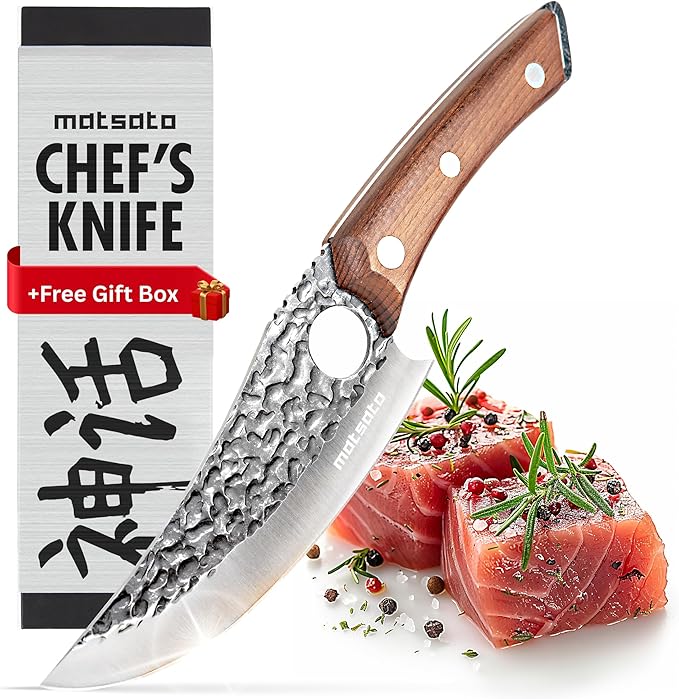 Matsato Knife | Japanese Steel Kitchen Knives. Professional High-Class Chef's Knife 5.8in. Non-Slip Cooking Knives with Ergonomic Handle, Gift Box