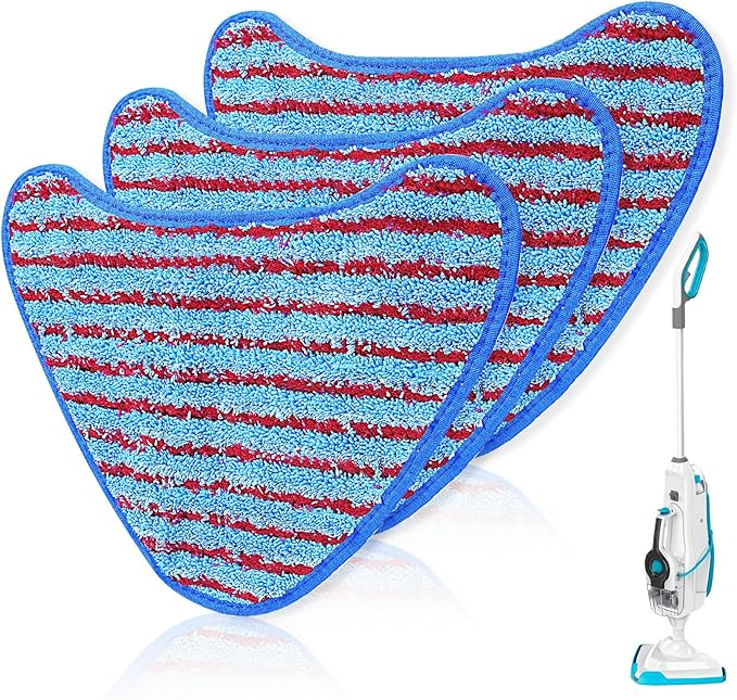 KEEPOW Steam Mop Pads Compatible with Vax Steam Mop Pads, For Vax Steam Cleaner S85-CM, S86-SF-CC, S86-SF-C and More, Washable Microfibre Pads with 2-Fibre System, 3 Pack 1-1-132319-00