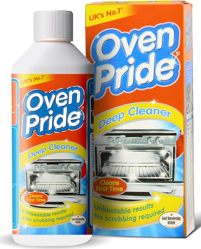 Oven Pride® Oven Cleaner - Complete Oven Cleaning Kit with Safety Gloves and Cleaning Bag Powerful | Heavy Duty Degreaser | Cleans First Time - Removes Grease Burnt On Food Deep Oven Cleaning Solution