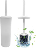 Toilet Brush with Drainage Holder Set,Flex Silicone Anti-Clog Anti-Drip Brush Head, White, 1-Pack