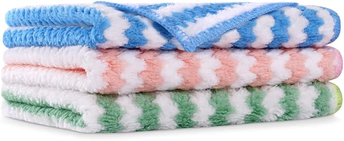 Vicloon Microfiber Cleaning Cloths, 3Pcs Super Absorbent Microfibre Cleaning Cloth，Reusable Microfiber Dish Cloths，Multipurpose Cleaning Towels for House,Kitchen, Size 25 x 25 cm