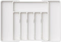 Lifewit Extendable Cutlery Drawer Organiser, Adjustable Cutlery Tray, Plastic Adjustable Kitchen Storage Dividers for Utensil Spoons Forks Knives, 8 Compartments, 33-57 x 38cm, White