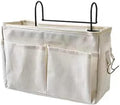 Home Multifunctional Bedside Hanging Bag - College Dormitory Bedside Cloth Hanging Basket - Bed Clutter Sorting Storage Bag - Magazine Book Storage (White)