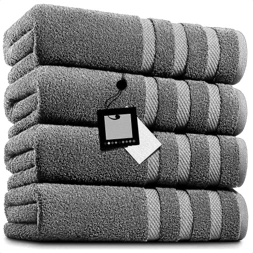 (Charcoal Grey) 4 X Big Super Jumbo Bath Sheets Towels Pure Egyptian Cotton Soft XL Bath Sheets