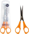 Korbond General Purpose Scissors 5 INCH (13cm) Comfort Grip Professional, Household, Fabric, Crafting, Kitchen. AMBIDEXTROUS – for Right-& Left-Handed Users, 5inch, Yellow