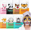 Face Masks Skincare- 7 Sheet Animals Face Mask Moisturizing And Smoothing Face Mask Gift Set Improve Dullness & Brighten- Face Masks Gifts For Kids Teenage Girls (7pcs)