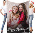 LNM Personalised Blanket with Photo, Customised Photo Blankets, Custom Picture Blankets, Personalised Valentines Birthday Gifts for Women Men Her Him