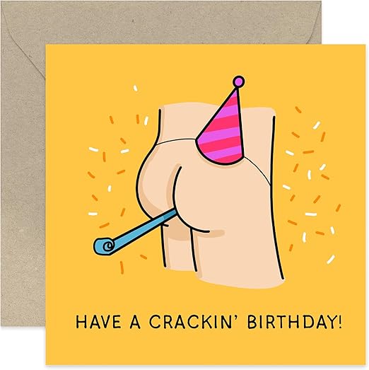 Hilarious Birthday Greeting Cards for Him - 'Cracking Birthday' Humorous Birthday Gifts for Men - Rude Cheeky Naught Birthday Cards for Friends - For Dad Brother Nephew Son Sister Best Friend