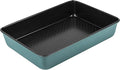 Prestige x Nadiya Roasting Tin Non Stick - Deep Large Baking Tray 33cm x 23cm, Durable Steel, Dishwasher Safe Roasting Tray Bakeware, Blue/Black, 13" x 9", Teal
