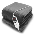 Purus Grey Deluxe Electric Heated Throw 160x120cm, Soft Fleece, 9 Heat & 12HR Timer Settings, Washable