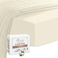Pizuna Pure Combed Cotton Queen Fitted Sheet 160x200 cm New Ivory, 400 Thread Count, Cool Luxury Soft 100% Long Staple Cotton Sateen Weave, 40cm Deep Pocket (1PC)