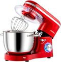 Aucma Stand Mixer, 6.2L Food Mixer 1400W Tilt-Head Electric Kitchen Mixer with Dough Hook, Wire Whip & Beater， 2 Layer Red Painting (6.2L, Red)