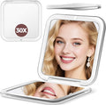 Compact Mirror, 30X Magnifying mirror for Purses, Small Makeup Mirror with 1X/30X Magnification, Portable Travel Mirror for Women, White