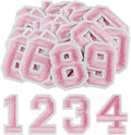 Morcheiong 40 Pcs Iron on Number Patches 0-9, 2 Inch Iron on Embroidered Numbers for Clothing, Pants, Hats, Bags- Pink