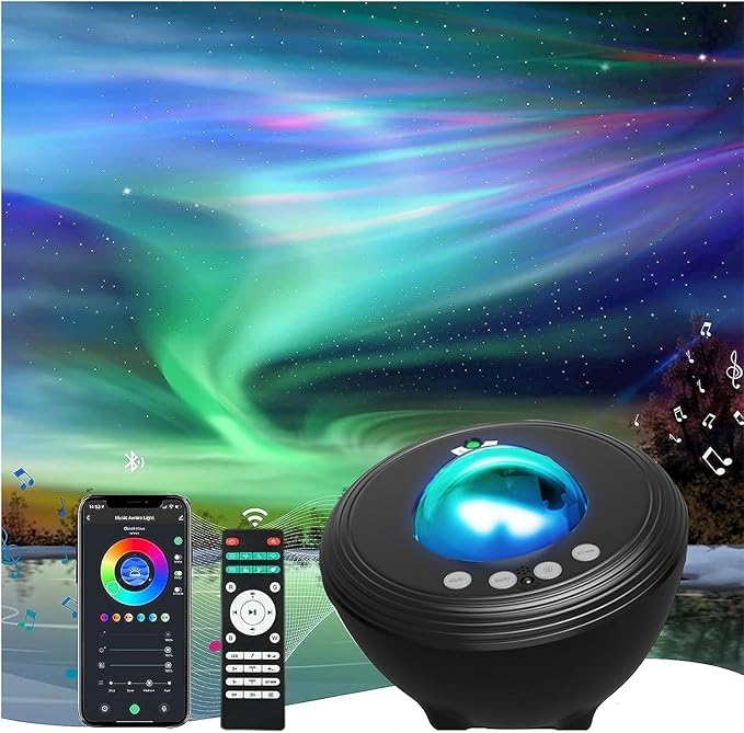 Galaxy Projector Star Lights Projector for Bedroom with 33 Lighting, Aurora Projector with Bluetooth 5.0 Speaker, Smart APP, 8 White Noises Night Light with IR Remote, Timer for Kids Adults[Energy Class G]