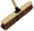18” Stiff Broom Outdoor Heavy Duty with Wooden Handle Natural Bassine Hard Bristle Yard Brush Factory Warehouse Floors Commercial and Industrial Broom Strong Wooden Brush (Pack of 1)