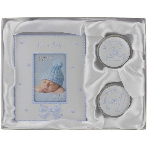Christening Gift My First Curl / Tooth & Frame It's A Boy