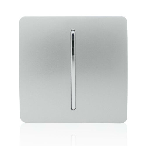 Trendi 1 Gang 1 Way Modern Glossy 10 Amp Rocker Light Switch Silver