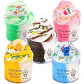 Cloud Slime Kit 5 Pack, with Stitch Peachybbies Rainbow Lemon Coffee Slime Charms, Fluffy Slime for Girls and Boys, Stress Relief Toy for Kids