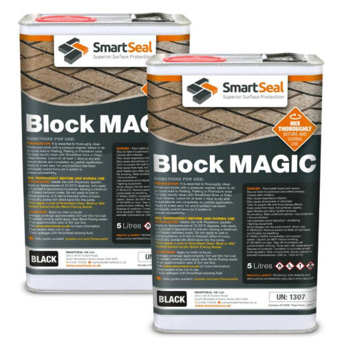 (Black, 2 x 5 Litres) Smartseal Block Magic - Re-Colouring Block Paving Sealer. Superior to Concrete Paint, Transform Old Driveways - Easy to Apply