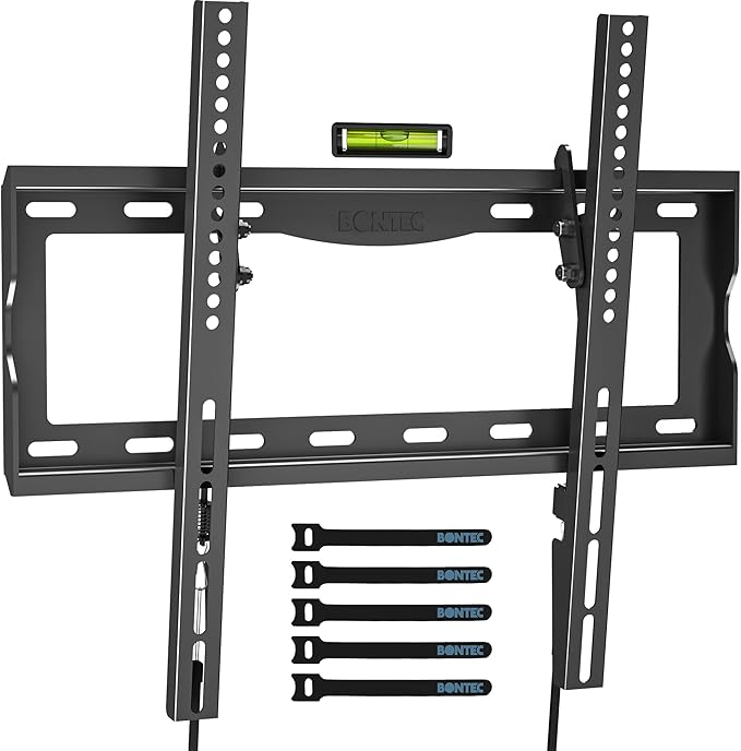 BONTEC TV Wall Mount Bracket for 26-65 inch LCD/LED/OLED Flat/Curved TVs, VESA 400x400mm, Full Motion & Tilting Slim Design up to 55kg, Fits Most TVs, Bubble Level and Cable Ties Included