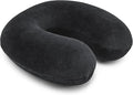 Amazon Basics Semicircular Memory Foam Travel Neck Pillow with Removable Cover and Elastic Carrying Strap, Black