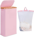 Laundry Bakset with Lid 75L, Washing Baskets for Laundry with Washable and Removable Inner Bag, Slim Laundry Hamper for Drity Cloth Toys Towels Storage (Pink)