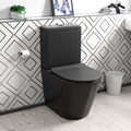 NES Home Rimless Round Close-Coupled Toilet with Matte Black Cistern & Soft-Close Seat, 3/6L Dual Flush
