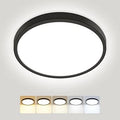 Peasur Bathroom Light, 3000K/3500K/4000K/5000K/6500K 5 Color Temperature LED Ceiling Light, 15W 1500LM, IP54 Waterproof, Round, Small, Modern, Flush Ceiling Light for Bathroom, Kitchen, Bedroom, Black[Energy Class E]
