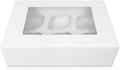 10 x Premium White 6 Hole Cavity Cupcake Boxes with Window and Inserts (6 Holes)