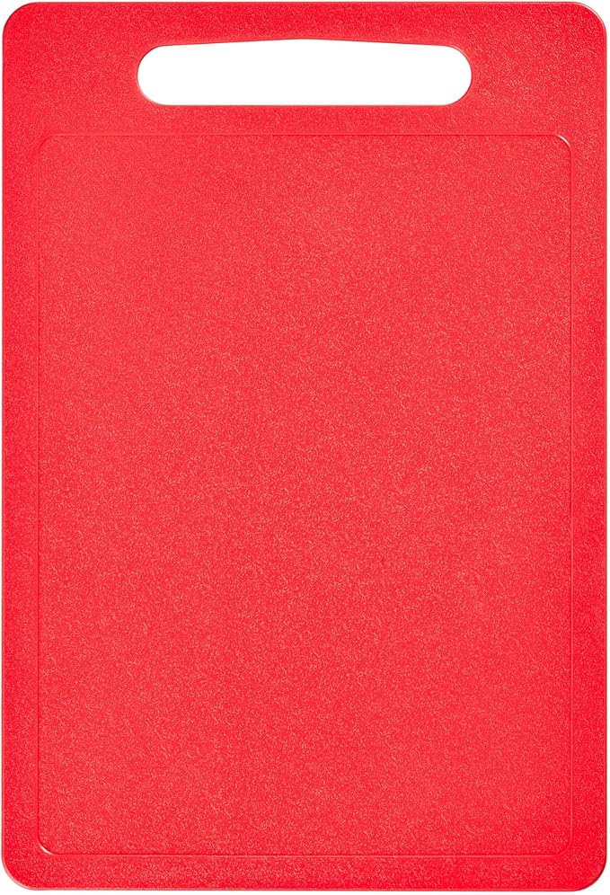 Chef Aid Large Red Poly Chopping Board, Multipurpose Anti-Slip Surface, Easy Clean and Dishwasher Safe with Handle, 40 x 30cm Other Colour Options Available.