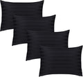Hafaa Black Pillow Cases 4 Pack - Stripe Pillowcases for Hair and Skin Standard Size Pillow Protectors with Envelope Closure Super Soft Hotel Quality Pillow Cover