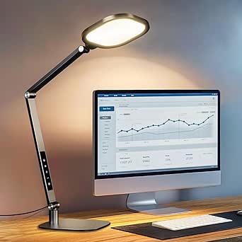 LED Desk Lamp with Swing Arm for Home Office, 1200LM Dimmable Desk Light for Study, Reading, Adjustable Table Lamp Task Light for Home Working, Desktop Lighting for Video Calls Streaming[Energy Class A]