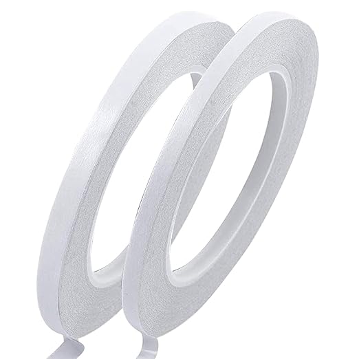 Double Sided Tape - 2 Rolls 2 Sizes Adhesive Sticky Craft Tape - each roll 25 meters Long,Wide 6mm/9mm