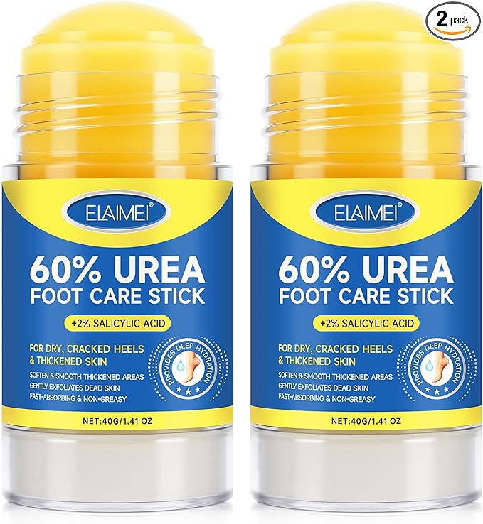 2 PCS Urea Cream 60% Urea Cream 60% Foot Care Stick Deeply Moisturising and Fast Absorbing Gentle Exfoliation for Dry, Cracked Heels & Thickened Skin
